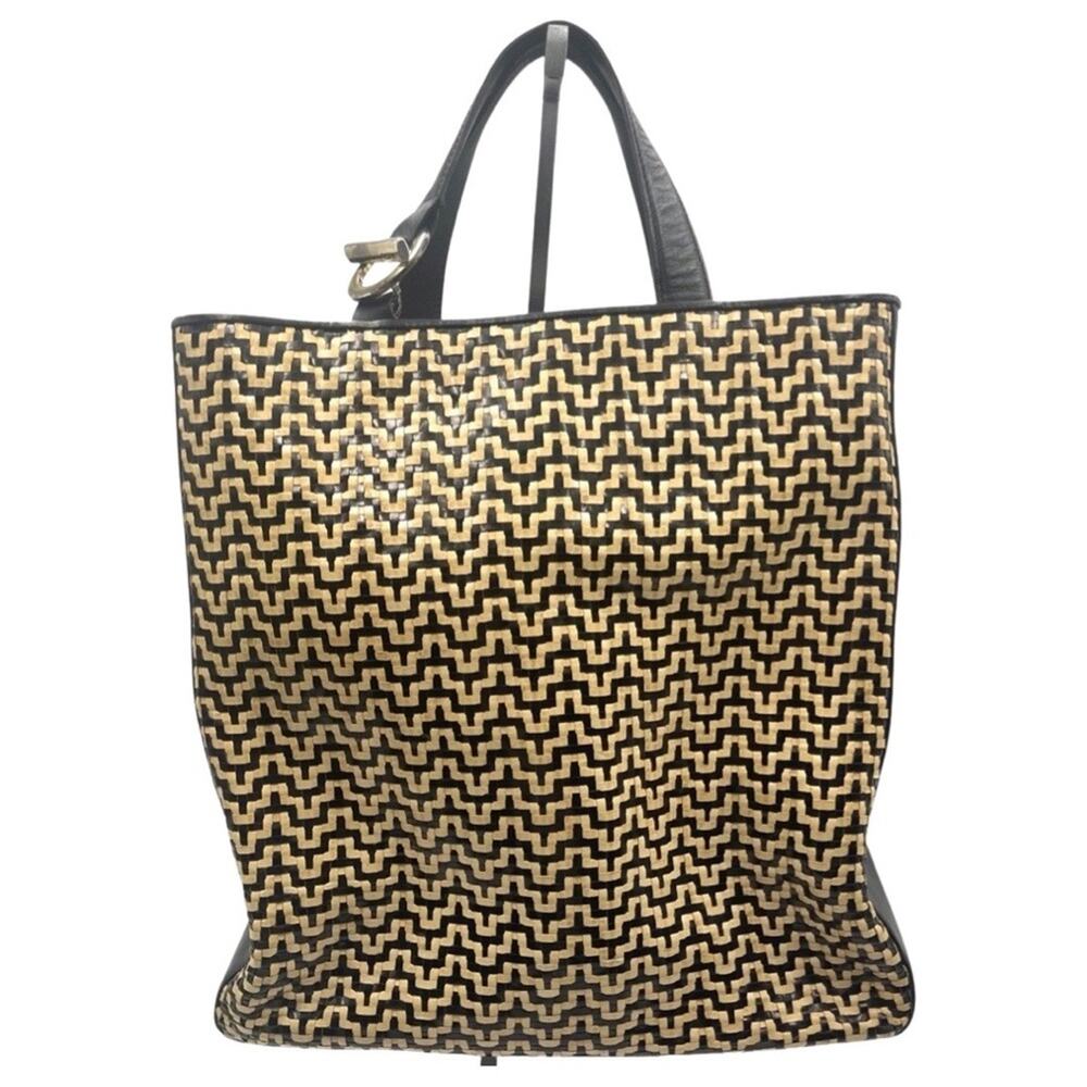 Vintage - Carolee Weave Leather Tote Handbag